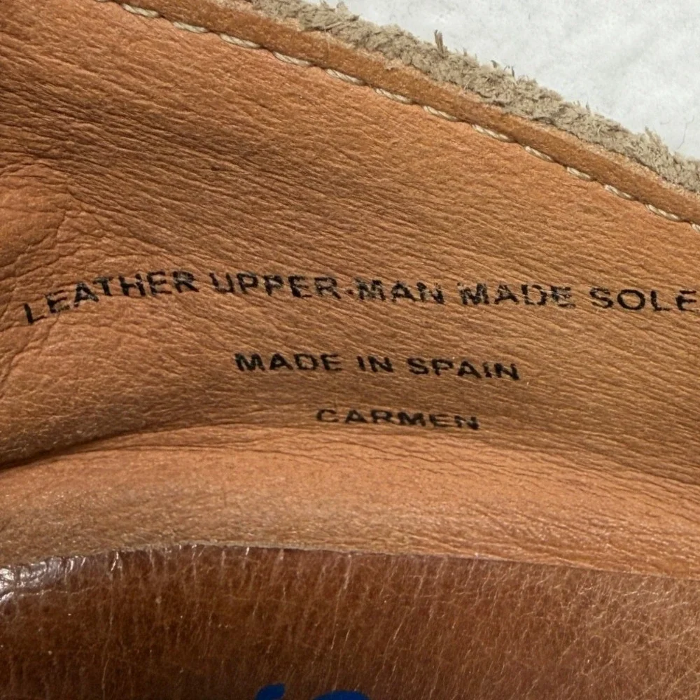 Verbenas Carmen Serraje Piedra Espadrille Flats US 9 9.5 EU 40 Tan Beige Suede
